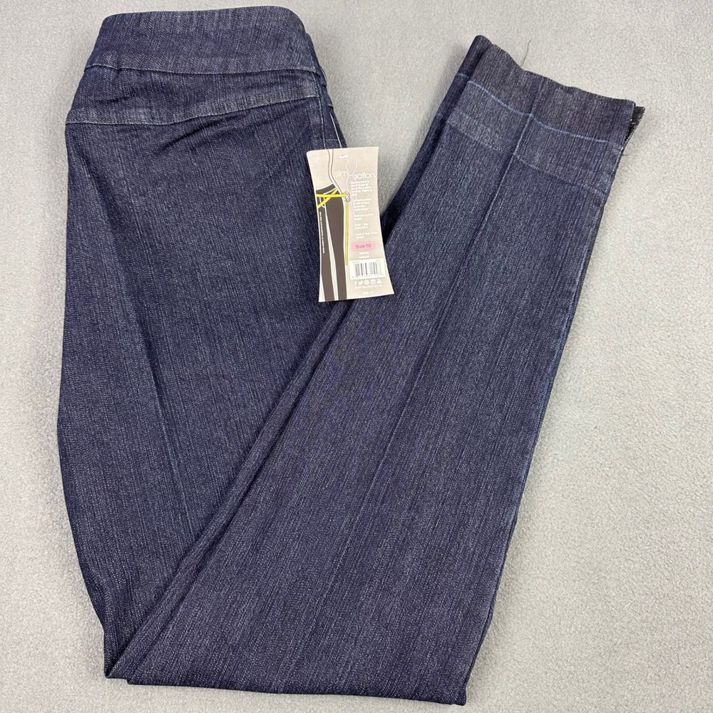 Slim-Sation by Multiples Women Indigo Denim Pull On Narrow Leg Pants Size 10 NEW
